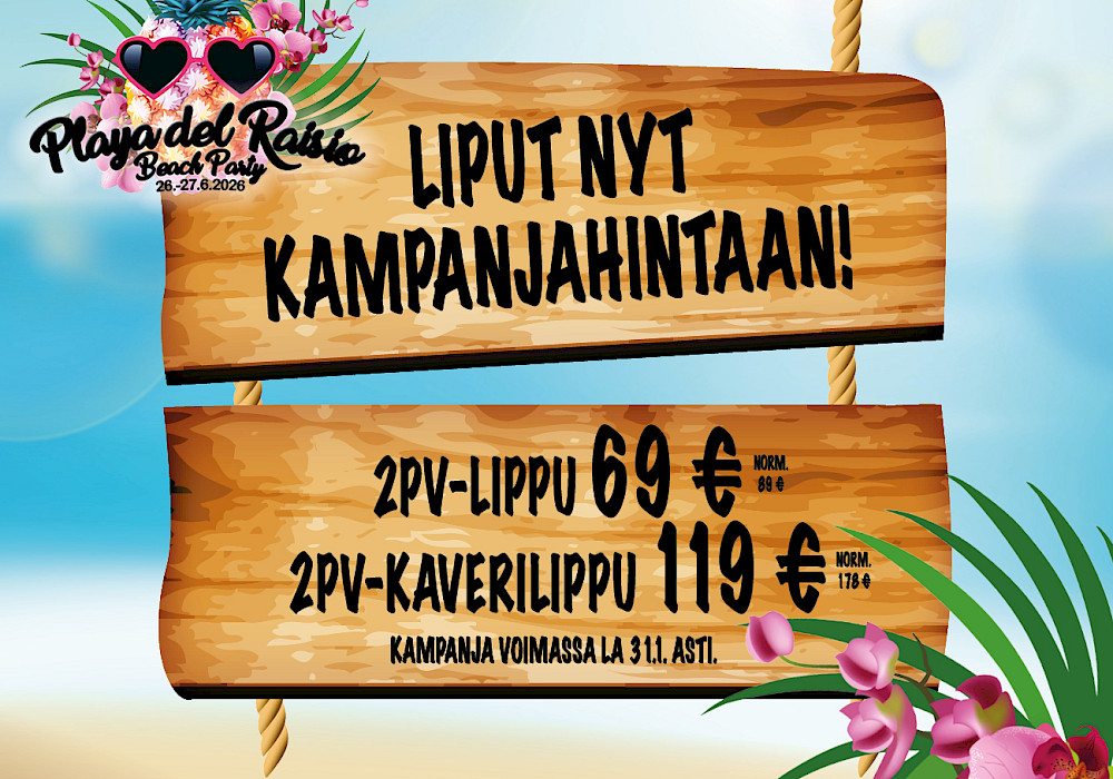 Kaikkien pääsylippuluokkien myynti on aloitettu - kahden päivän liput nyt kampanjahintaan!
